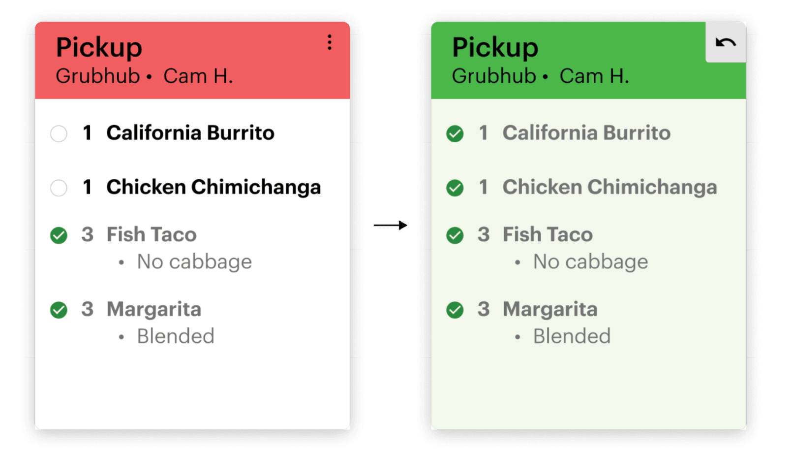 Clover KDS order management display showing active kitchen tickets