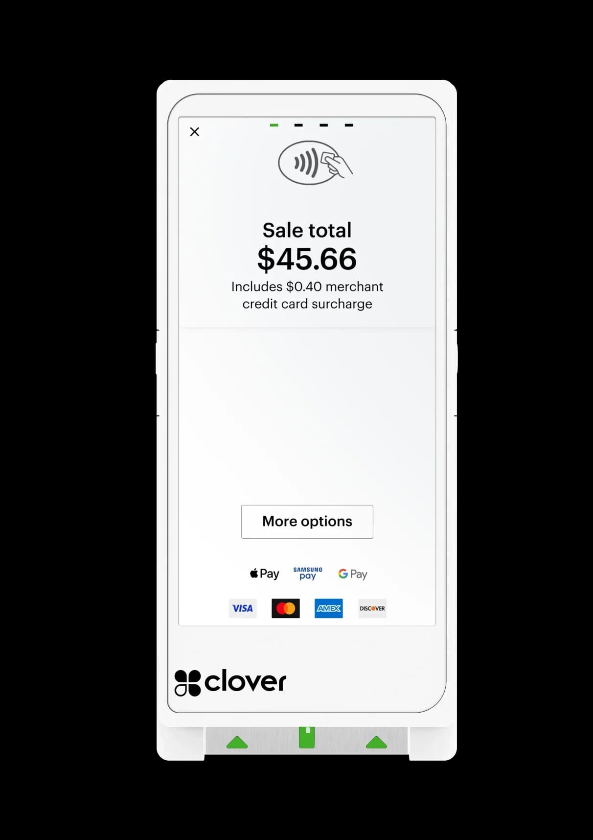 Clover Flex Pocket handheld in use with card and wallet payments